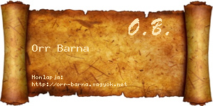 Orr Barna névjegykártya